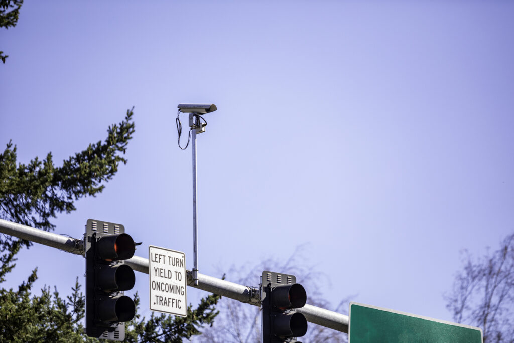 Camera at an intersection to watch traffic